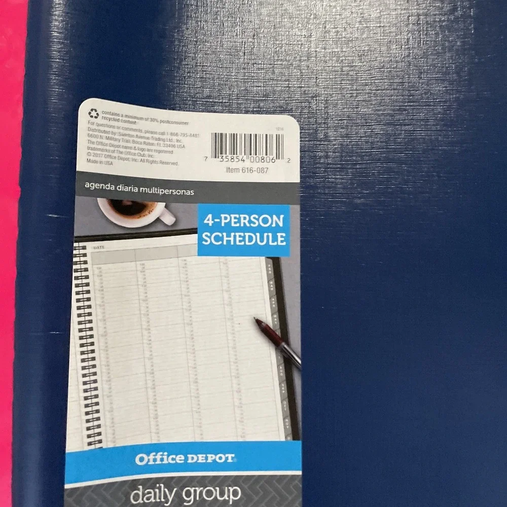 Daily Group Appointment Book 4 Person Schedule Undated navy 1/4 Hour Slots NEW